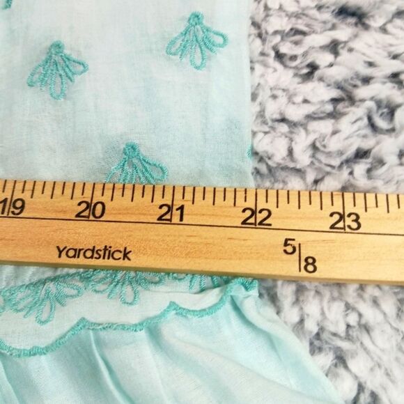 KAARI BLUE Embroidered Tiered Ruffle Trim Peasant Blouse Women's L. 100% Cotton. - Picture 10 of 12